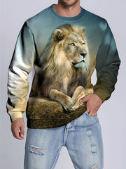 Beast Theme Print Men's Crew Neck Long Sleeve Sweatshirt Casual Wear