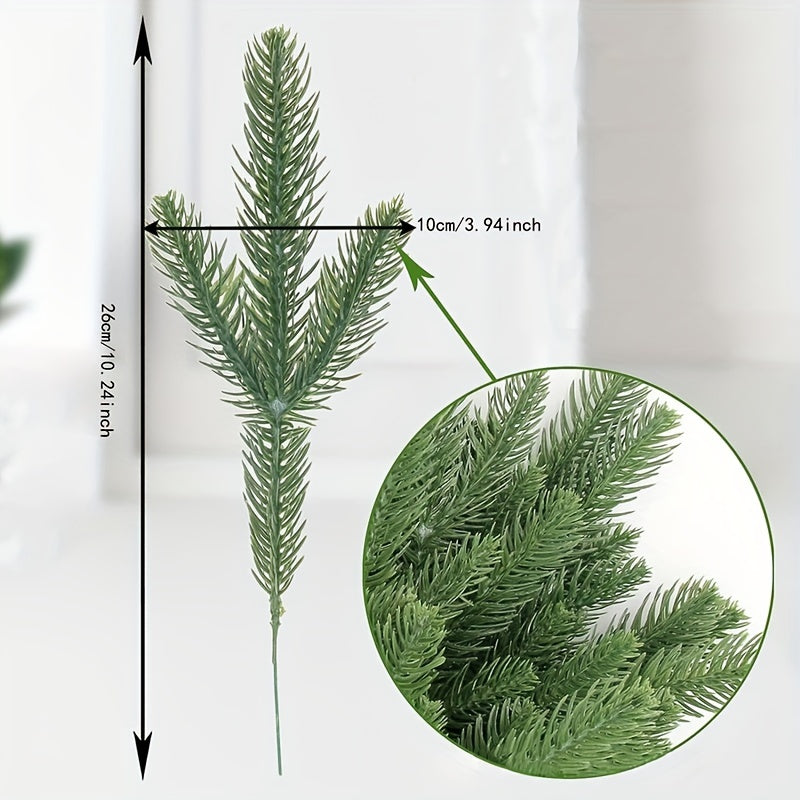 10pcs Christmas Artificial Pine Needles Branches DIY Wreath Crafts Tree Ornament
