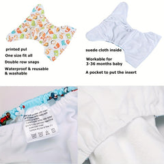 4 Pcs Reusable Cloth Diapers For Girls Boys Adjustable Washable Nappy