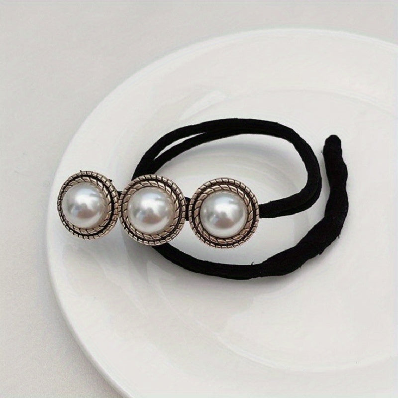 Faux Pearl Flower Hair Bun Maker Styling Tool For Women Girls