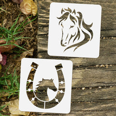 Set of 9 Horse Stencils for Drawing/Painting 150X150Mm