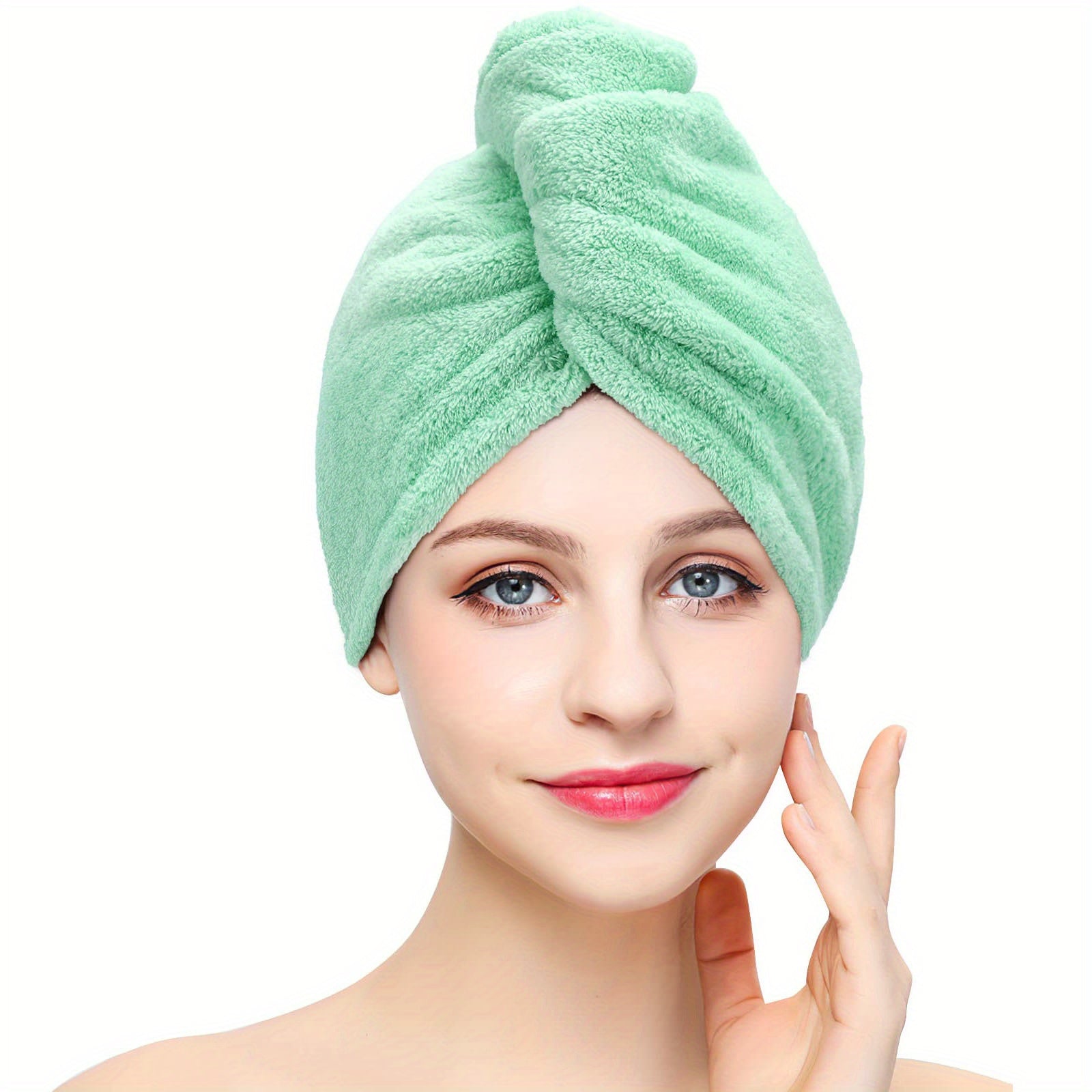 Quick Dry Coral Velvet Bath Towel Cap for Shower and Hair Drying