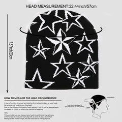 Pentagram Jacquard Y2K Beanie Solid Skull Cap