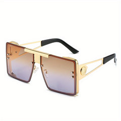 Men's Large Metal Frame UV Sunglasses with Case & Cloth