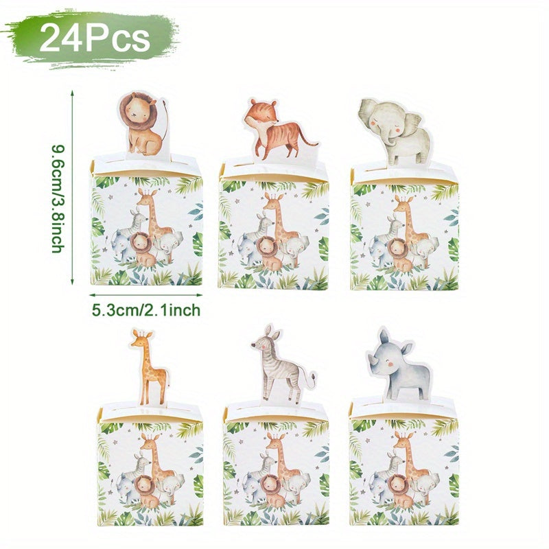 24pcs Jungle Animal Candy Box for Baby Shower Birthday Party