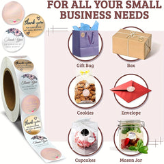 500 Pcs Thank You Flower Stickers for Baking Packaging Envelope Seals