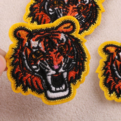 3pcs Tiger Head Embroidery Patches Boys Coat DIY Iron on Cloth Sticker
