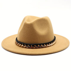 Men's Woolen Jazz Hat British Style Autumn Winter Large Brim Top Hat
