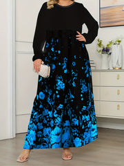  Floral Print Long Sleeve Maxi Dress