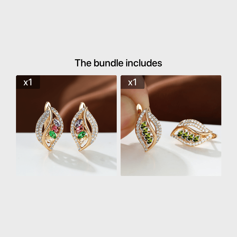 Marquise Cut Multicolor Stone Clip On Hook Earrings CZ Drop Dangle