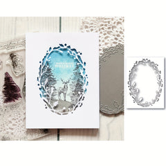 Holly Oval Frame Cutting Dies DIY Scrapbooking Card Making Metal Die Cuts