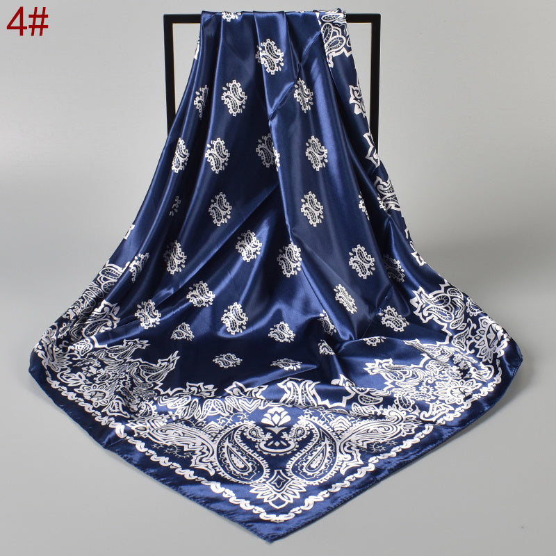 Floral Print Silk Head Scarf Lightweight Hank