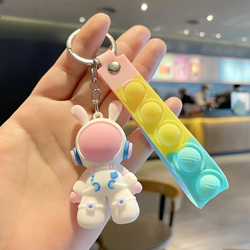 Multicolor 3D Space Rabbit Bunny Keychain Creative Keyring Pendant