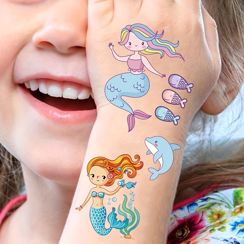 10pcs Unicorn Mermaid Dinosaur Temporary Tattoo Sticker