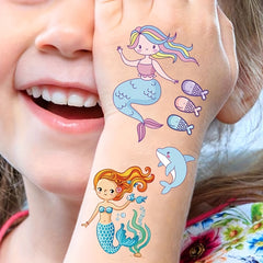 10pcs Unicorn Mermaid Dinosaur Temporary Tattoo Sticker