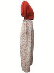 Casual Two Piece Pants Set Button Front Crop Top & Floral Print Wide Leg Pants