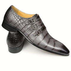 Men's Triple Monk Strap Slip On Loafers