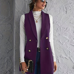  Solid Button Shawl Collar Blazer