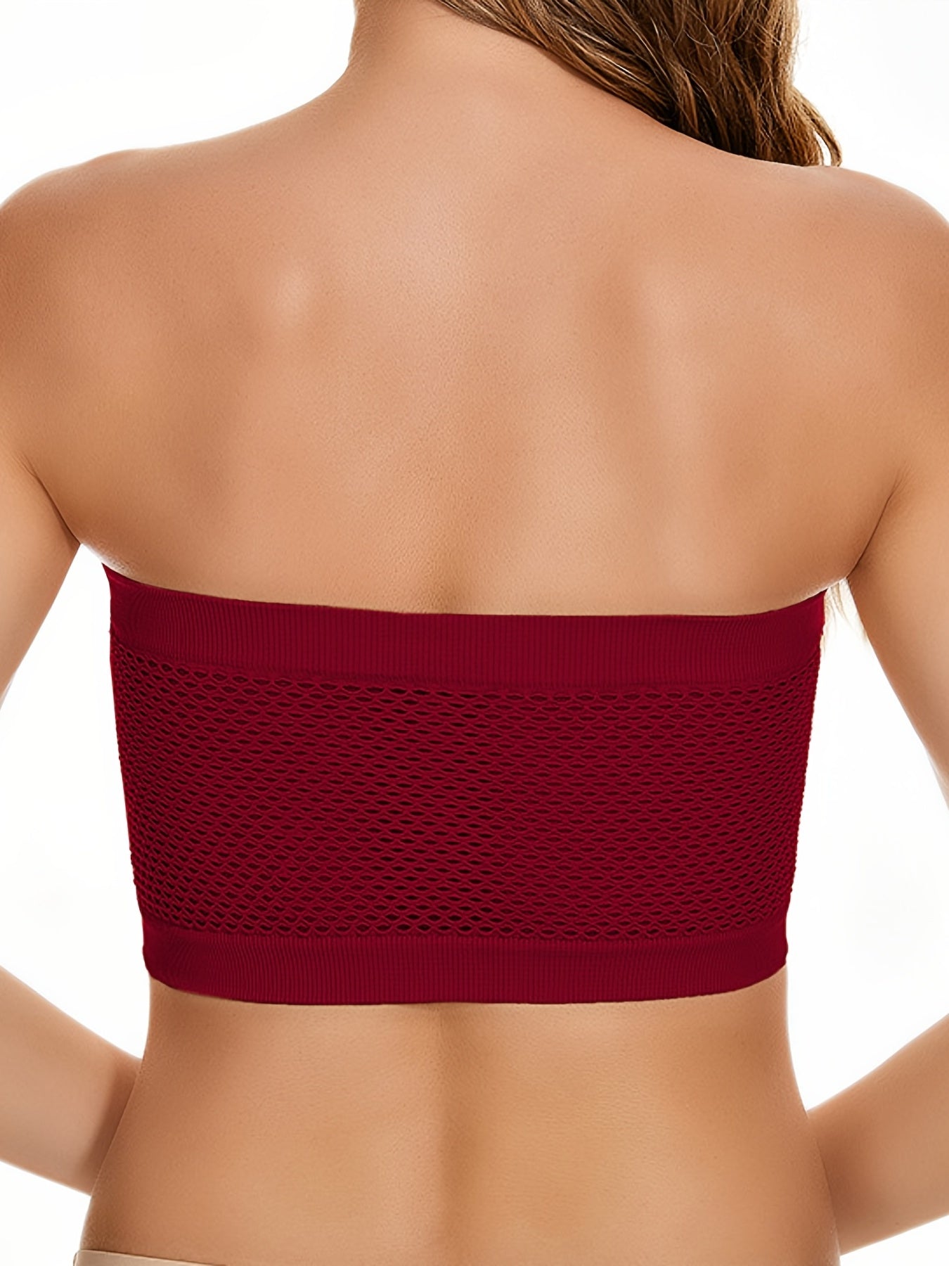4pcs Small Pleats Wireless Wrap Bras Back Mesh Anti-slip High Stretch Strapless