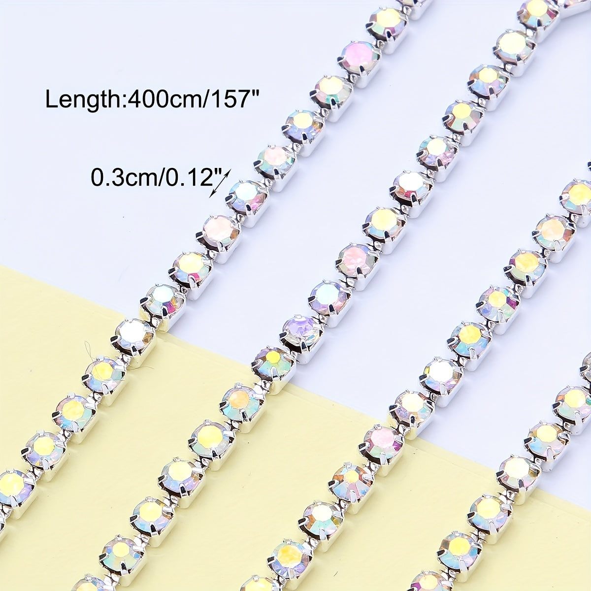 12 Claws Rhinestone Chain for DIY Nail, Shoe, Headwear - 48 Inches