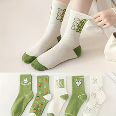 Men's Cartoon Rabbit Crew Socks Breathable Casual Unisex Outdoor All Seasons