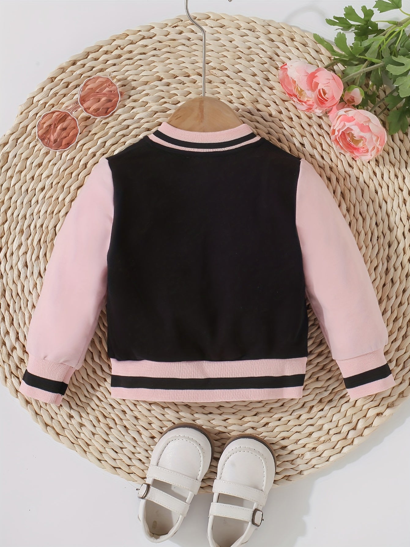 Baby Girls Block Stand Collar Sports Coat