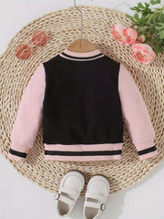Baby Girls Block Stand Collar Sports Coat