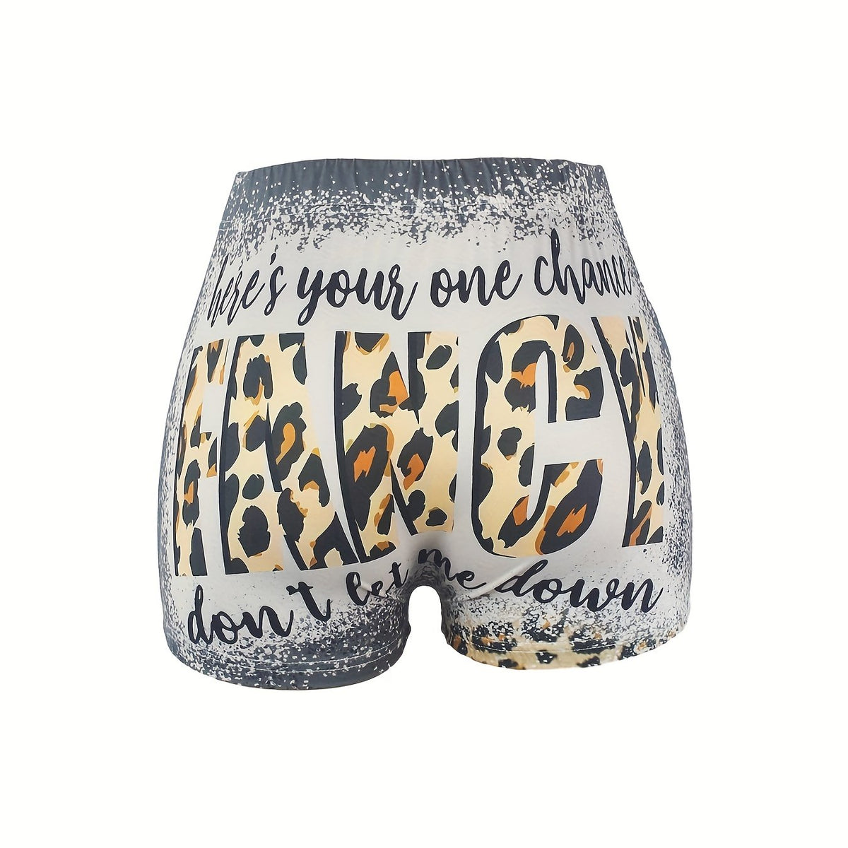Leopard & Letter Print Skinny Shorts for Women