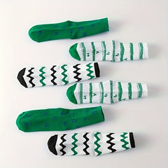 6 Pairs Letter & Striped Print Mid Tube Socks Women's Stockings
