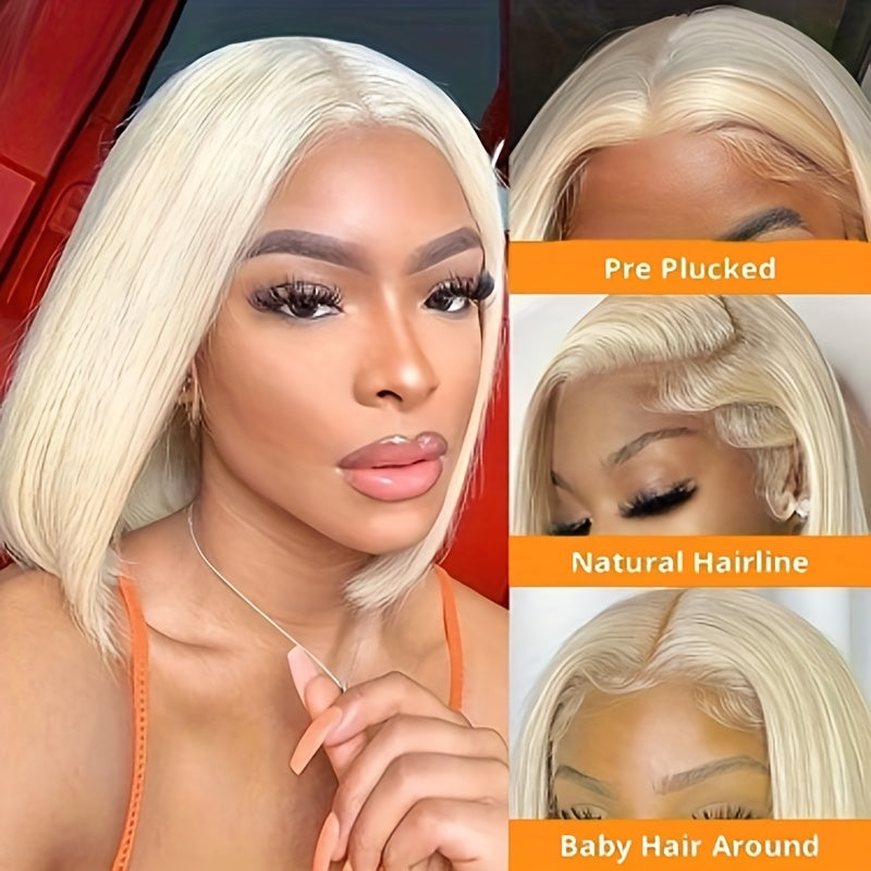 613 Blonde Short Bob Wig Human Hair 13x4 HD Lace Front Wigs