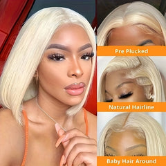 613 Blonde Short Bob Wig Human Hair 13x4 HD Lace Front Wigs