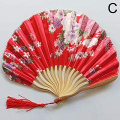 Vintage Summer Fan Bamboo Folding Fan Flower Chinese Dance Party Wedding