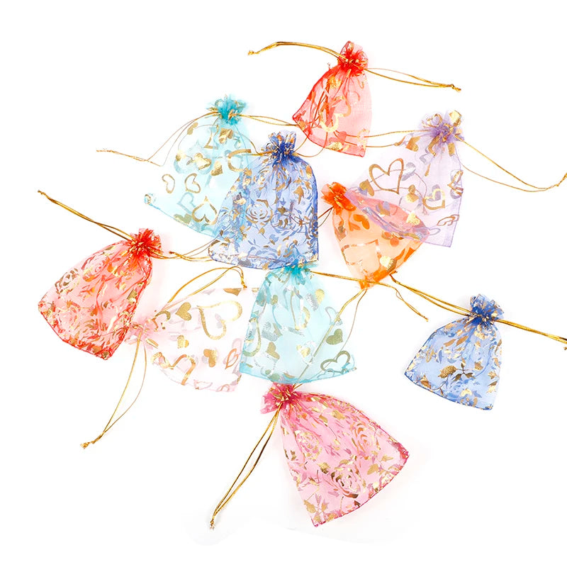 50Pcs Organza Drawstring Bag Jewelry Pouch Wedding Gift