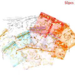 50Pcs Organza Drawstring Bag Jewelry Pouch Wedding Gift