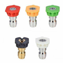 5pcs High Pressure Washer Nozzle Tips 2.54 10 Male Thread 0-15-25-40 Degree