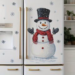 Festive Snowman & Snowflakes Wall Sticker Removable Decal 39.88x59 Holiday Decor