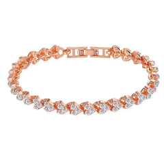 Braided Leaf Charm Crystal Wedding Bracelet for Women