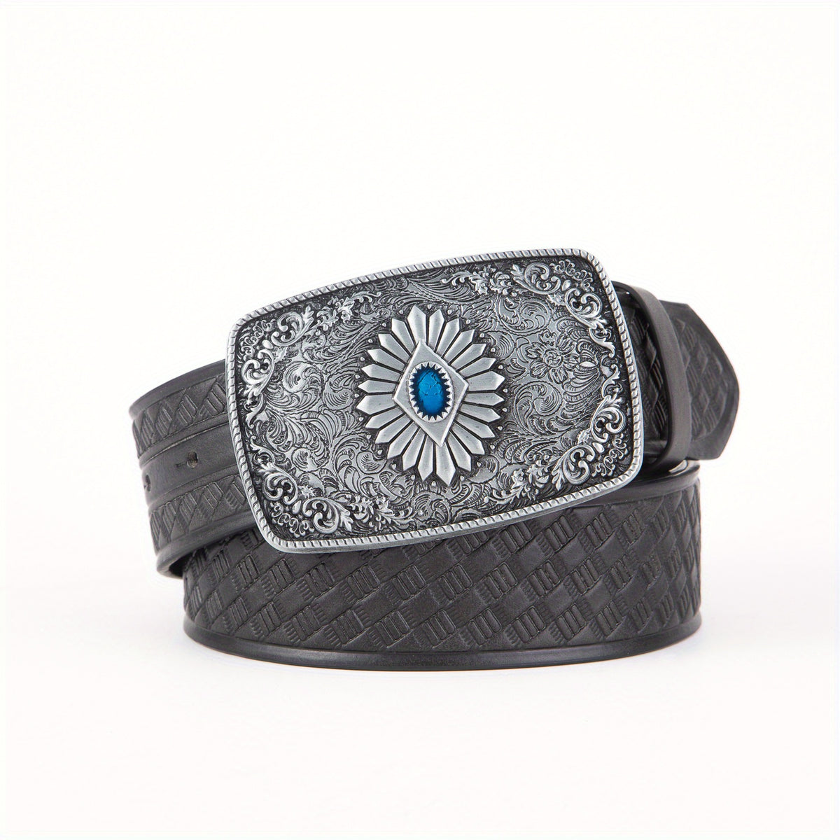 Retro Style High Embossed Big Eye Pattern Buckle Men's Belt