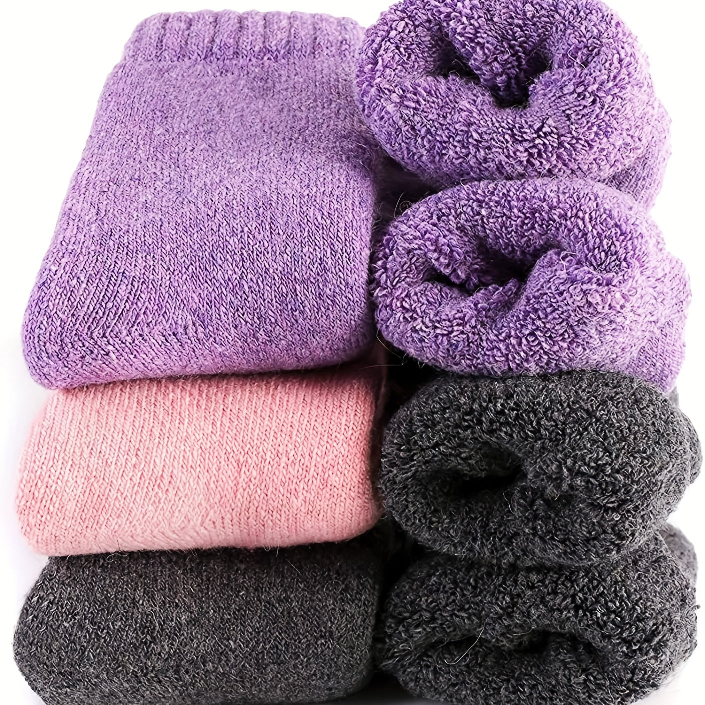 3 Pairs Fuzzy Socks Comfy Warm Mid Tube Stockings Hosiery