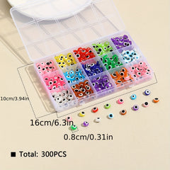 300pcs Devil's Eye Flat Resin Beads DIY Making Accessories