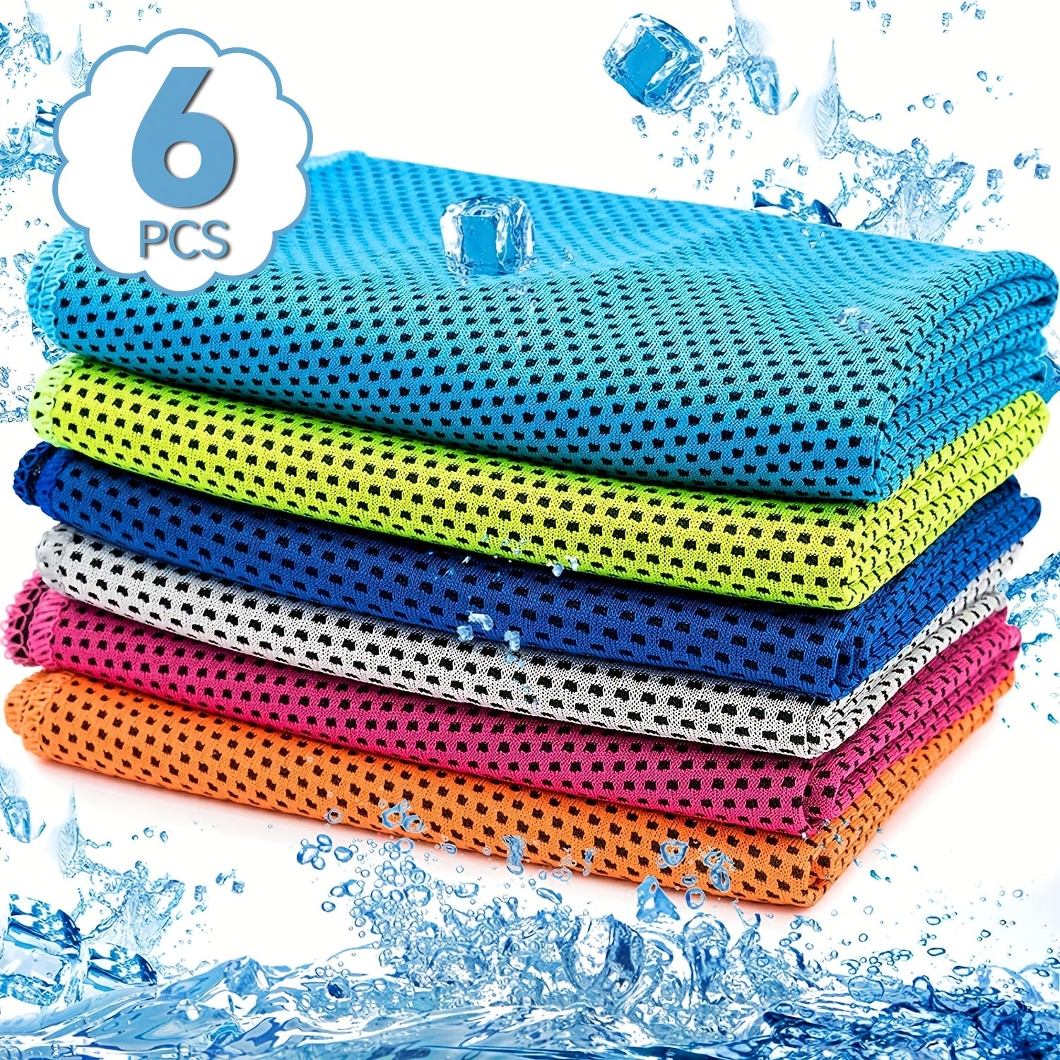 6 Pack Portable Cooling Towel Microfiber Soft Breathable Towel