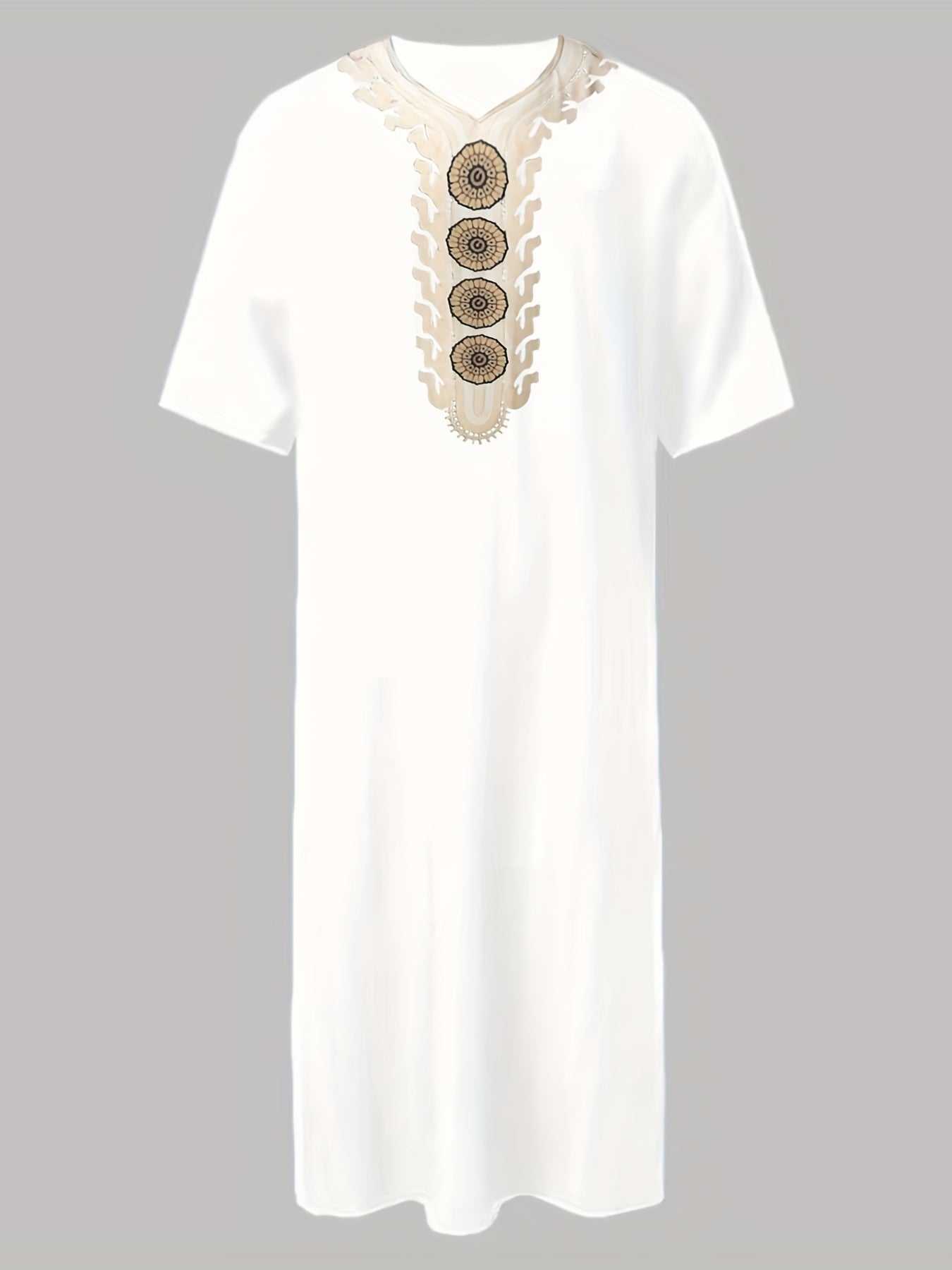 Arabic Kaftan Men Half Sleeve Muslim Clothes Vintage Casual Dubai Jubba Thobe