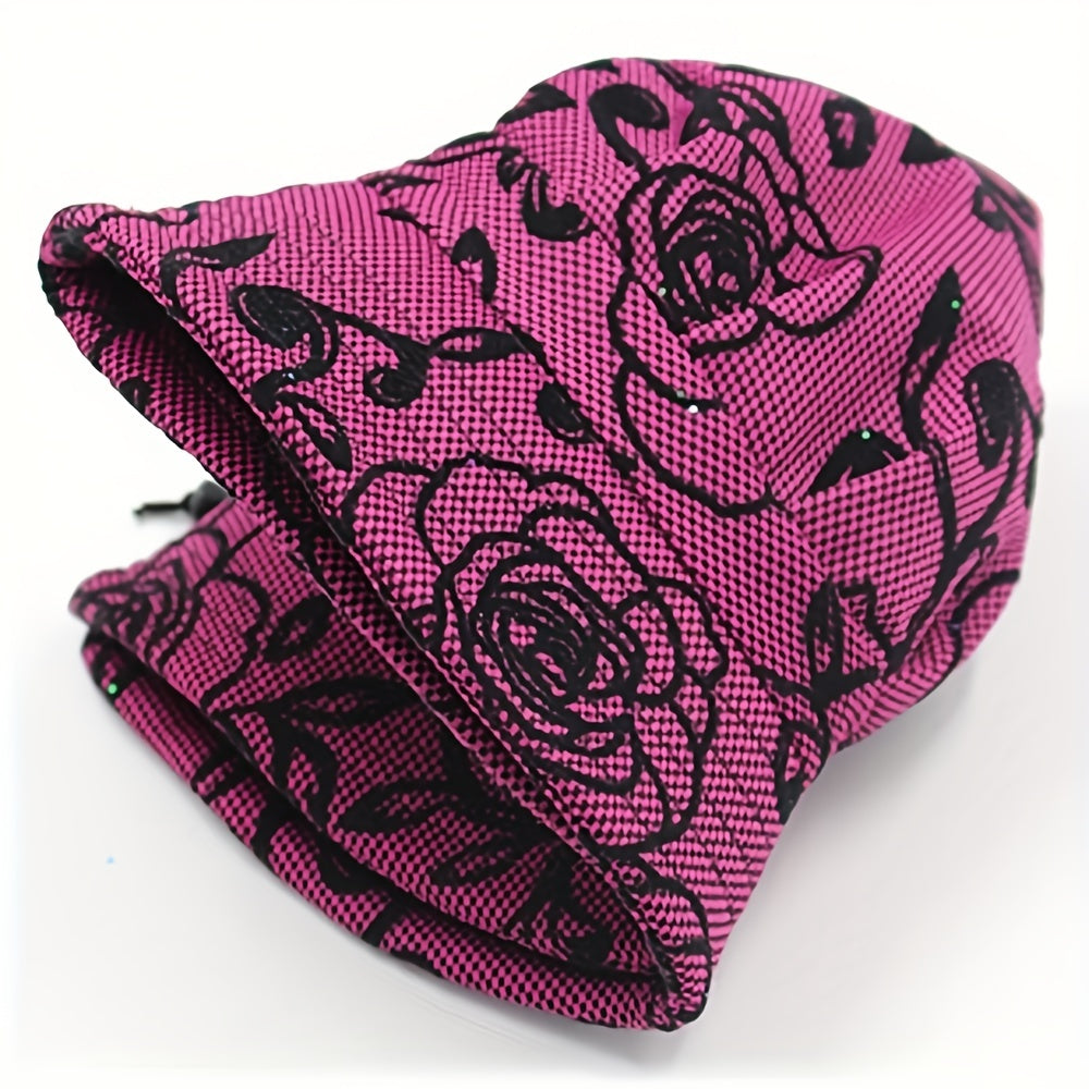 Vintage Rose Embroidery Bucket Hat Solid Short Brim Basin Hat UV Protection