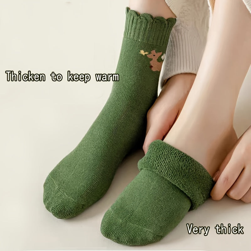5 Pairs Animal Print Ribbed Socks Mid Tube Stockings