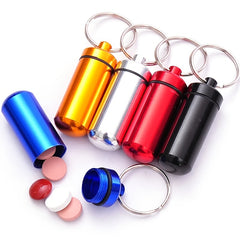Aluminum Keychain Pill Bottle Travel Portable Pill Box Keyring