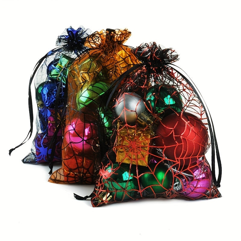 Halloween Golden Stamping Gauze Bag Spider Gauze Gift Candy Storage Bag