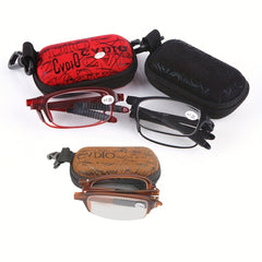 SOOLALA 3 Pairs TR90 Folding Reading Glasses w/ Hook Clip Holder Zipper Case