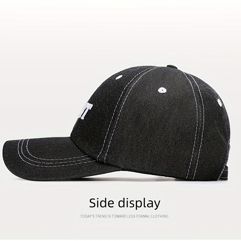 Denim Baseball Cap Solid Adjustable Leisure Cap Plain Curved Sun Visor Hat