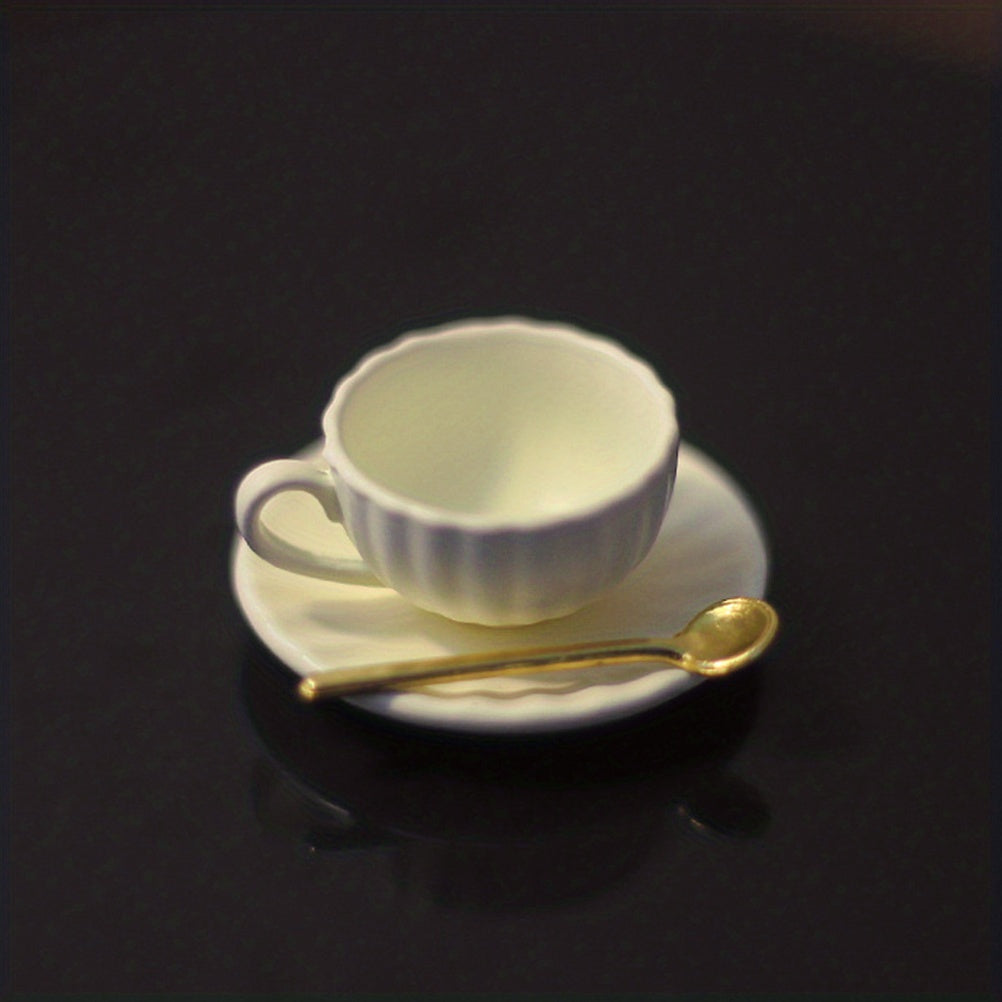 3pcs 1:12 Dollhouse Mini Furniture DIY Access Coffee Cup Saucer Spoon Set