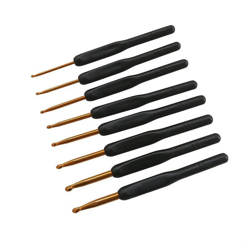 8pcs Handle Golden Crochet Knitting Tools Soft Handle Crochet